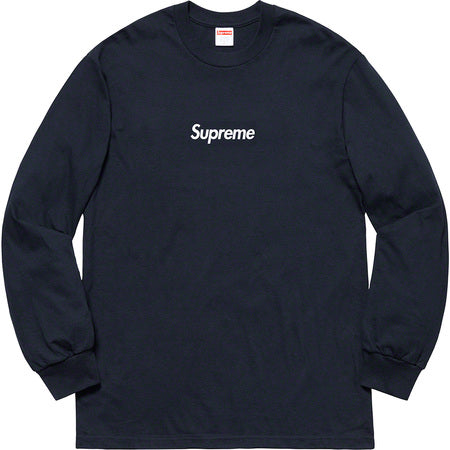 Supreme Box Logo Long Sleeve T-Shirt - Navy Blue | Streetwear Fashion for Men & Women | Casual Wear & Urban Style