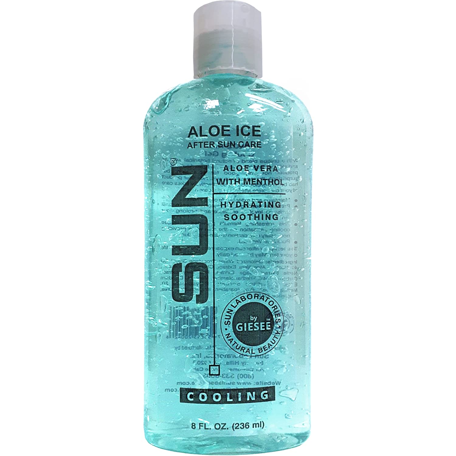 Aloe Vera Gel with Menthol - Sun Labs After Sun Care Gel 8 fl oz | Soothing Moisturizer for Sunburn Relief, Hydrates & Cools Skin for Face & Body - Perfect for Post-Sun Exposure, Tanning, and Daily Skin Care