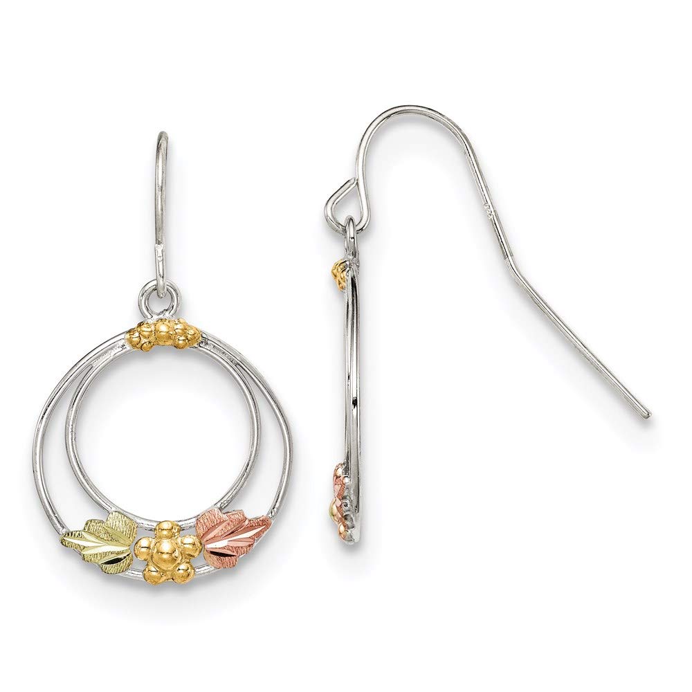 Sterling Silver & 12k Gold Circle Shepherd Hook Earrings for Women - Hypoallergenic Dangle Earrings for Everyday Wear & Special Occasions