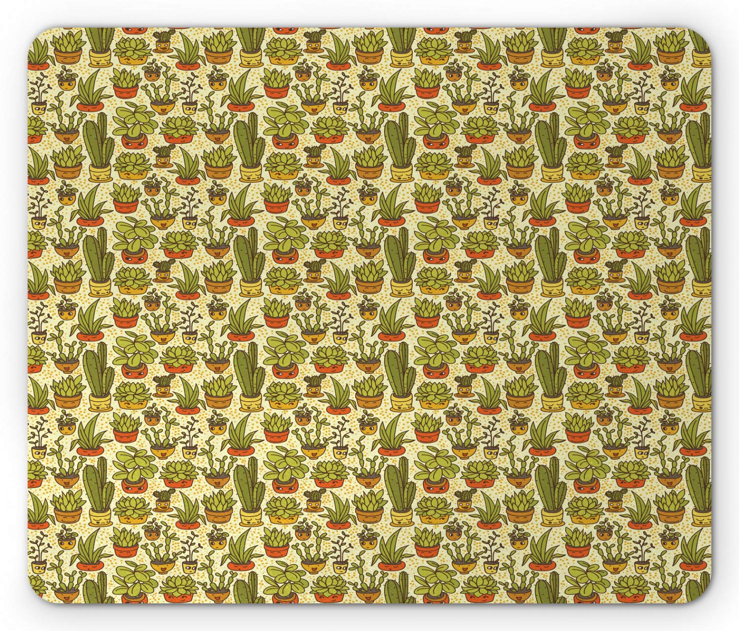 Ambesonne Agave Mouse Pad - Cactus & Botanical House Plants Design, Non-Slip Rubber Base, Standard Size Rectangle Mousepad (Pale Yellow/Khaki) - Perfect for Office, Gaming & Home Computer Setup