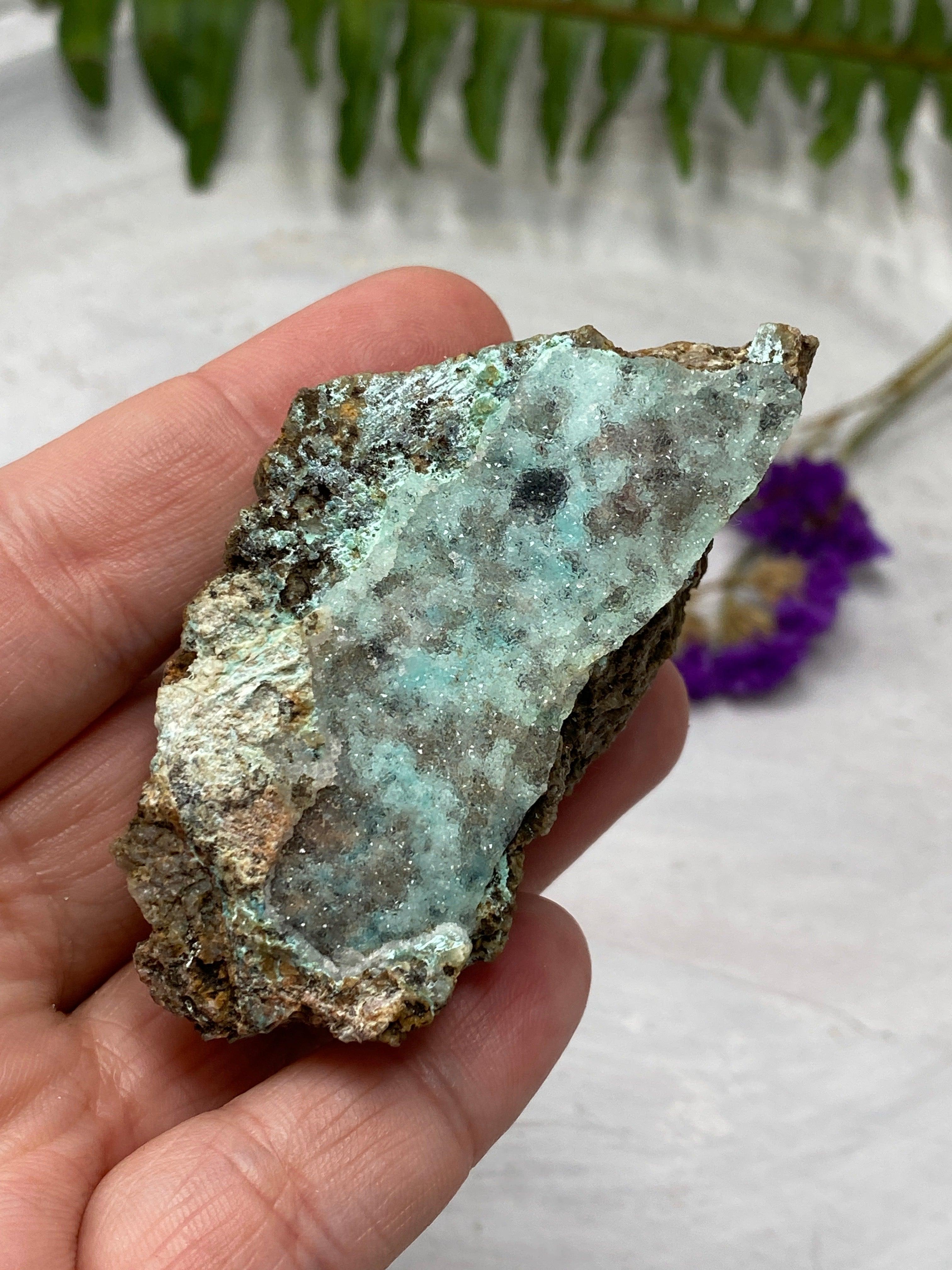 Drusi Coated Chrysocolla CR3276 - Natural Gemstone Jewelry for Healing & Meditation | Perfect for Crystal Collectors & Spiritual Practices