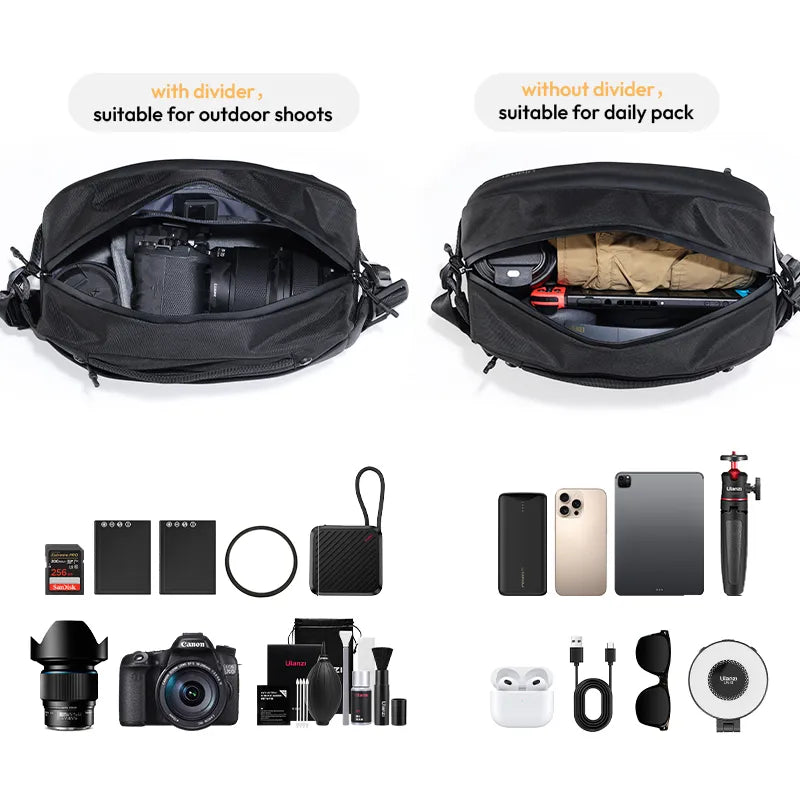 Ulanzi B120 10L Waterproof Camera Sling Bag - Lightweight DSLR Shoulder Bag for Photographers, Travel & Hiking Gear - Perfect for Outdoor Adventures, Street Photography & Daily Commute