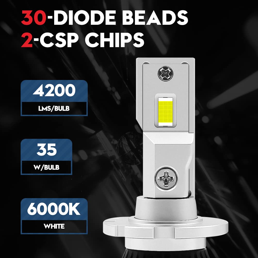 VEHICODE D4S DS4 D4R DR4 LED Bulbs 70W 8400 Lumens 6000K White - Plug and Play HID Ballast with CANBus Error Free - Perfect for ATV/UTV Powersports, Off-Road Vehicles & Light Replacement (2 Pack) - Ideal for Night Riding, Trail Adventures & Off-Road Lighting Upgrades