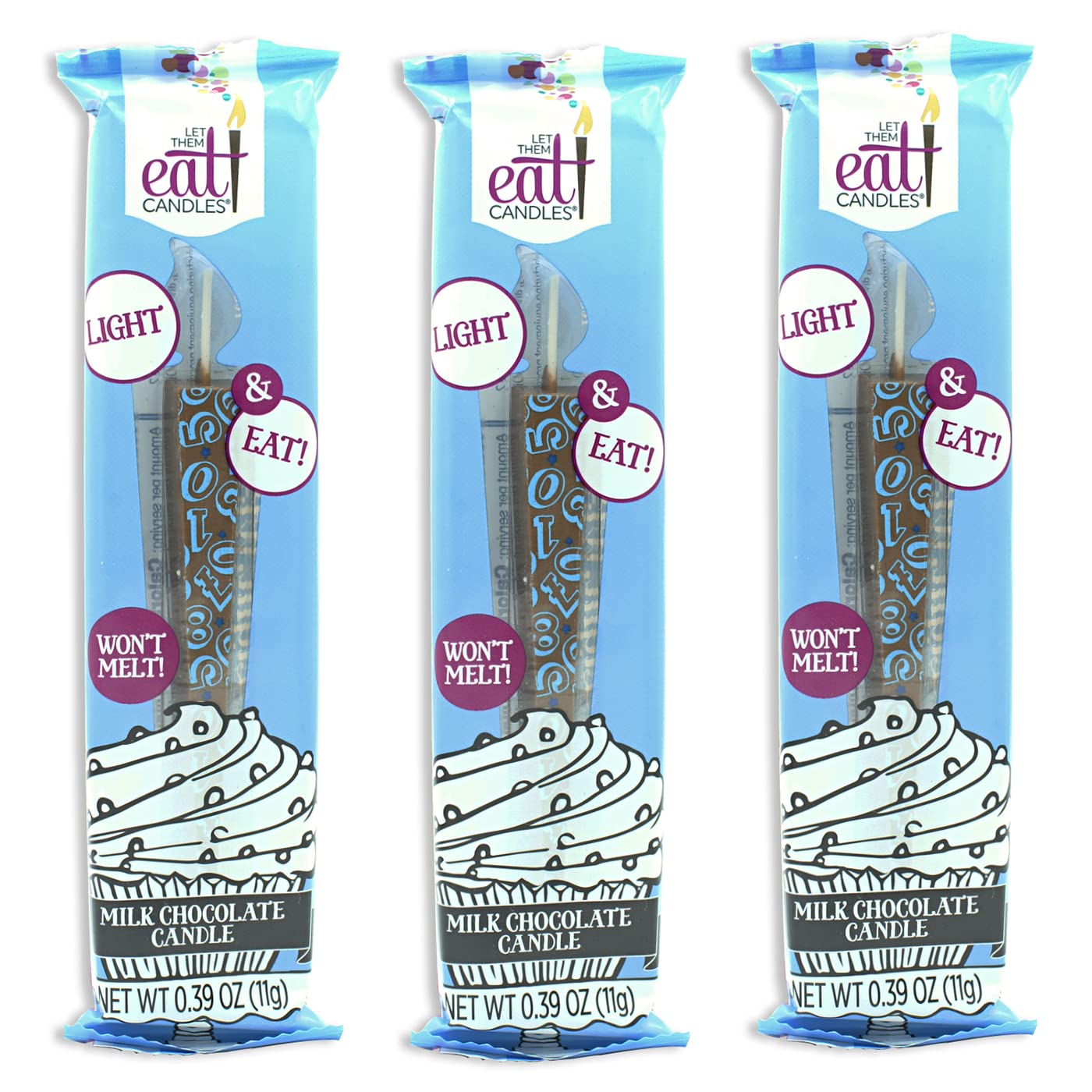 Milk Chocolate Birthday Candles - Set of 3 Numbers for Cakes