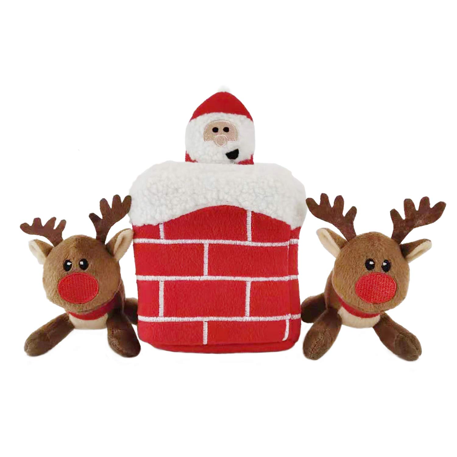 Christmas Dog Toys - Santa & Reindeer Squeaky Interactive Hide and Seek Dog Toy Set | Fun Holiday Chew Toys for Small Medium Large Dogs | Perfect for Christmas Gifts, Puppy Playtime & Festive Pet Photos