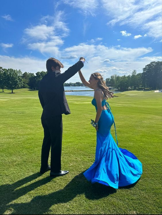 Elegant Mermaid Spaghetti Straps Long Blue Prom Dress for Evening Party - Perfect for Homecoming, Formal Events & Special Occasions