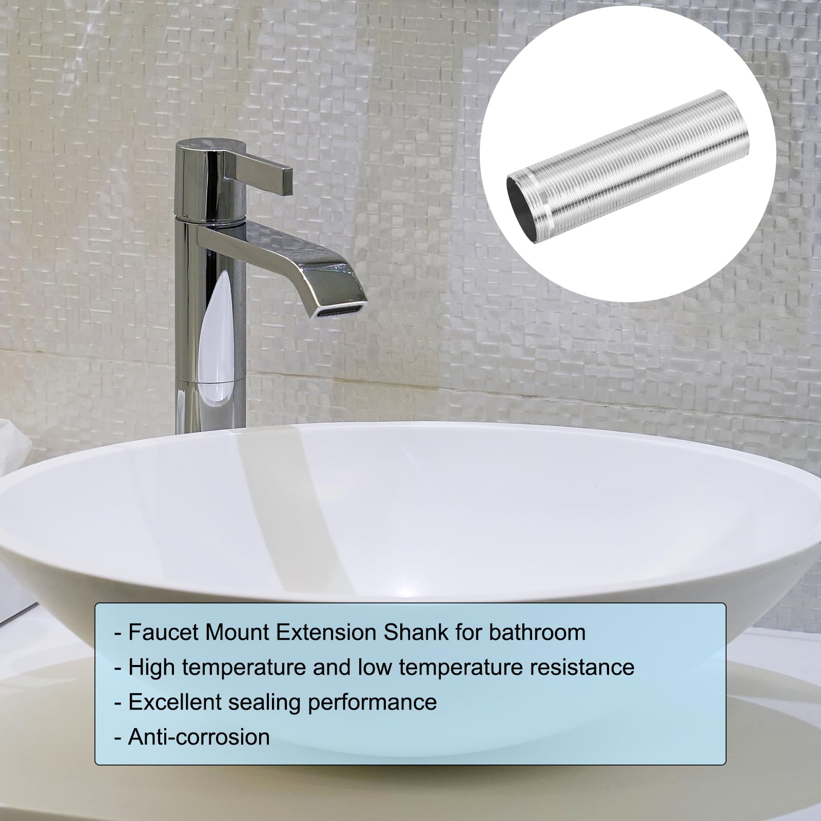 uxcell 1 Pack Stainless Steel Faucet Extension Tube - 3.94