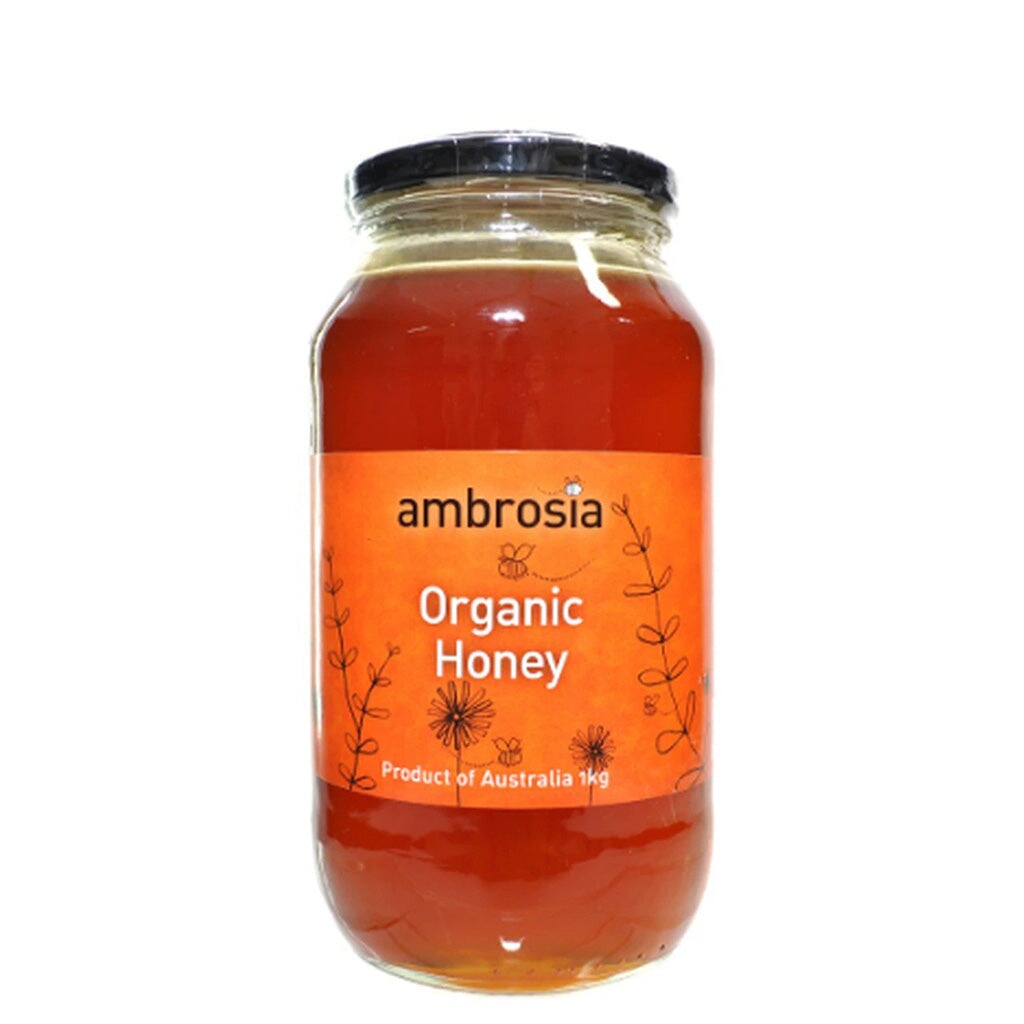Pure Organic Ambrosia Honey - Raw, Unfiltered & Natural Sweetener for Tea, Baking & Healthy Snacks