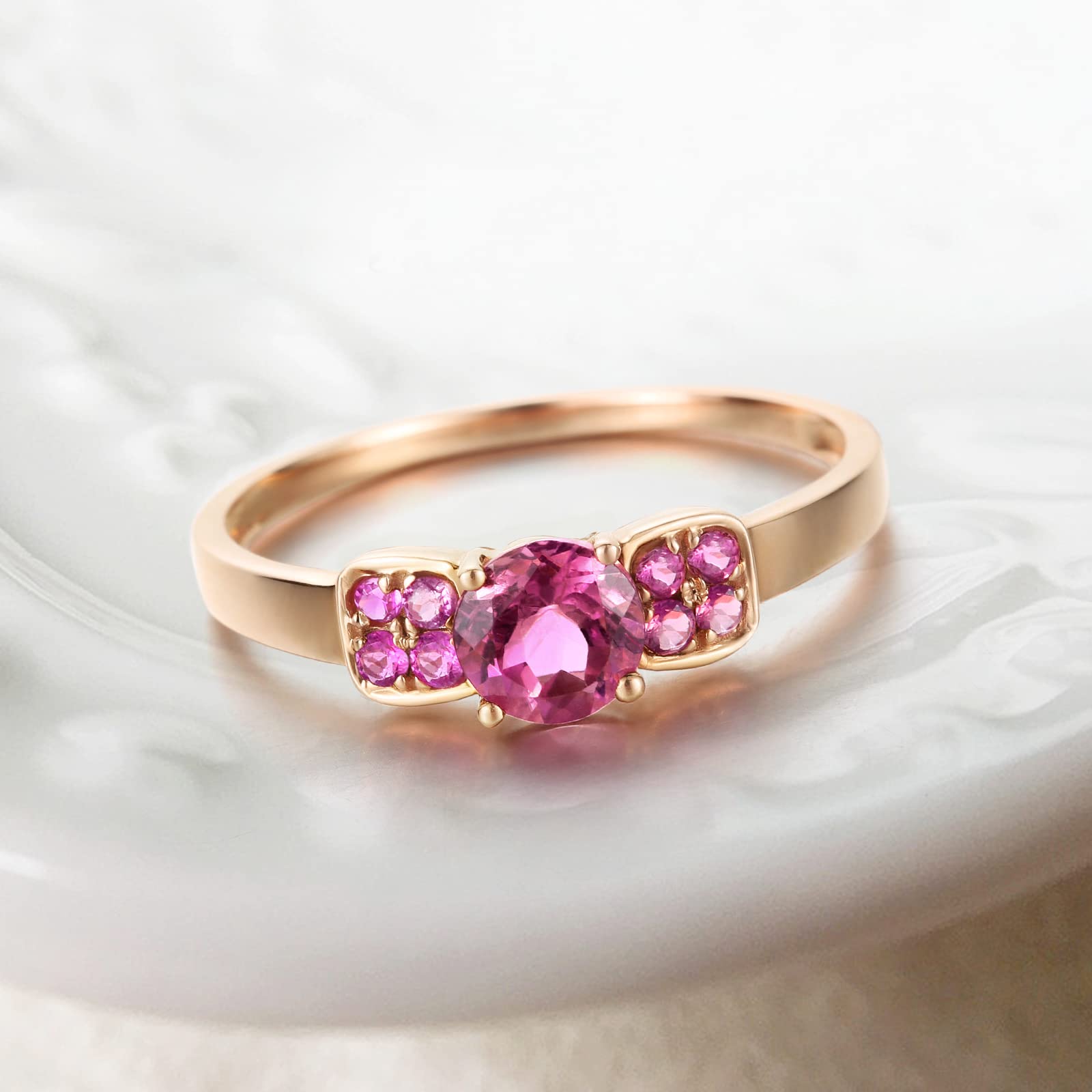 18K Solid Rose Gold Pink Tourmaline Engagement Ring for Women - Dainty Gemstone Jewelry, Elegant Fine Ring for Everyday Wear, Anniversary & Birthday Gift | Perfect for Proposals, Weddings, Date Nights & Special Occasions | Available in All Sizes