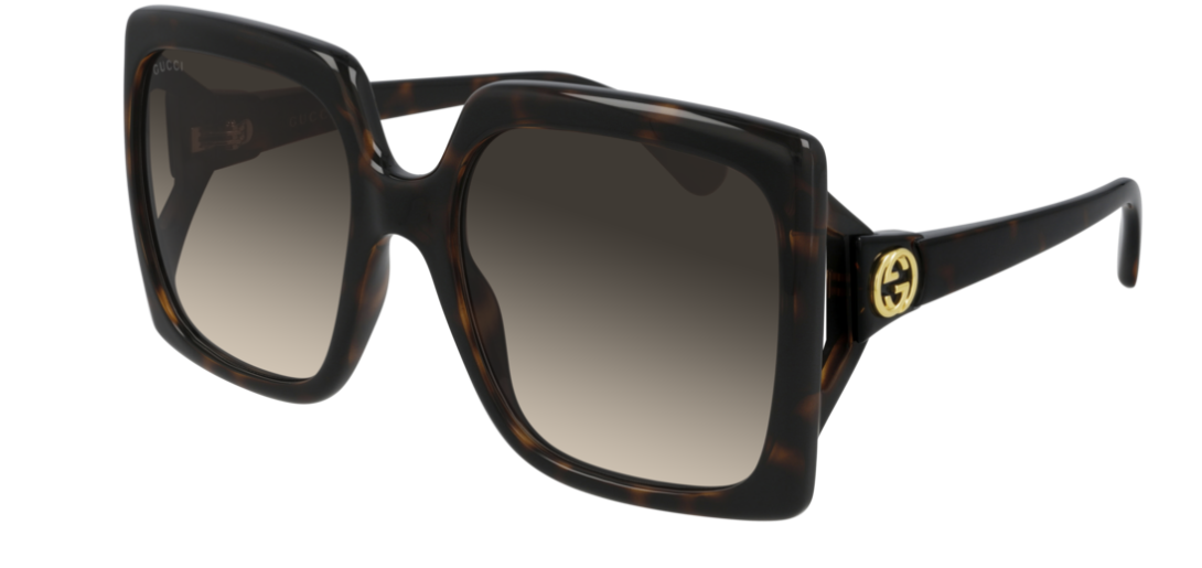 Gucci GG 0876S 002 Havana/Brown Gradient Square Women's Sunglasses - UV Protection Fashion Shades for Outdoor Activities & Beach Vacations