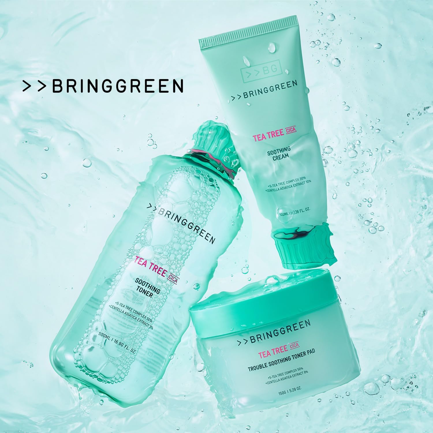 BRING GREEN Tea Tree Cica Soothing Cream 100ml - Korean Skin Care for Acne, Blackheads & Pores | Calming Moisturizer for Sensitive & Troubled Skin | Face Cream for Daily Hydration & Redness Relief | Perfect for Post-Shaving & Sunburn Recovery