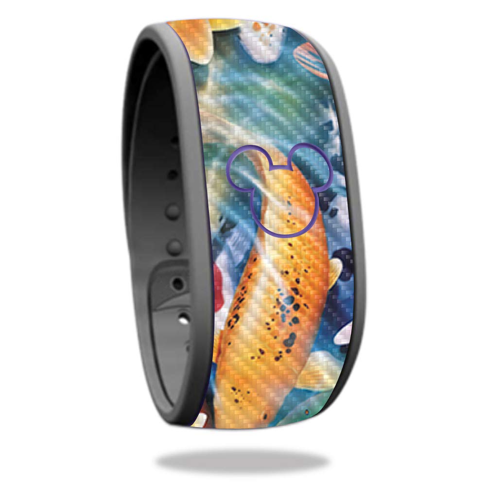 Premium Carbon Fiber Skin for Disney MagicBand - Koi Pond Design | Protective & Durable Textured Cover | Easy to Apply & Remove | USA Made | Perfect for Theme Park Visits & Disney Collections