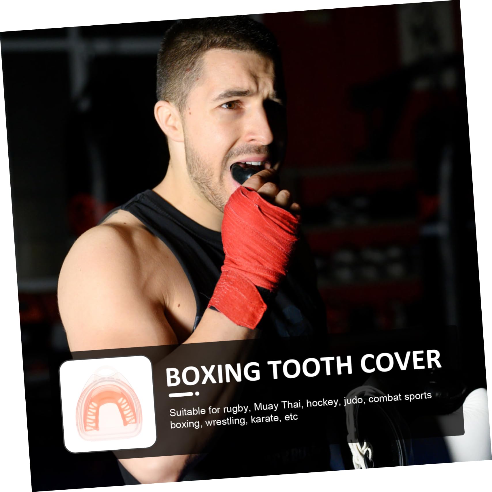 WOONEKY Sports Mouth Guard - Breathable Boxing & Football Mouthguard for Teeth Protection - Orange EVA Gum Shield for MMA, Rugby, Hockey (Ideal for Training & Competition)
