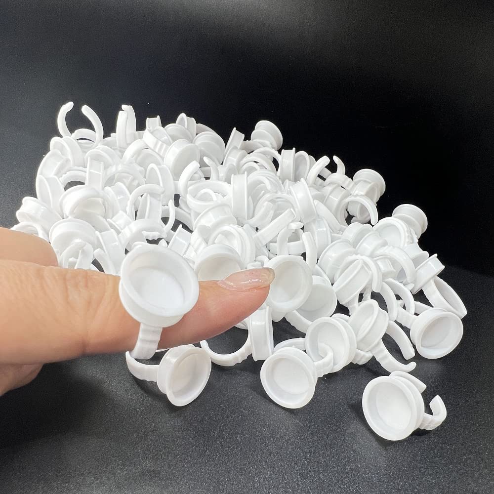 100PCS Disposable Tattoo Ink Caps - Large Size Tattoo Rings Cups for Microblading, Semi-Permanent Makeup & Pigment Glue Holder | Perfect for Tattoo Artists & Beauty Professionals | Use in Salons, Studios & Home Tattoo Kits