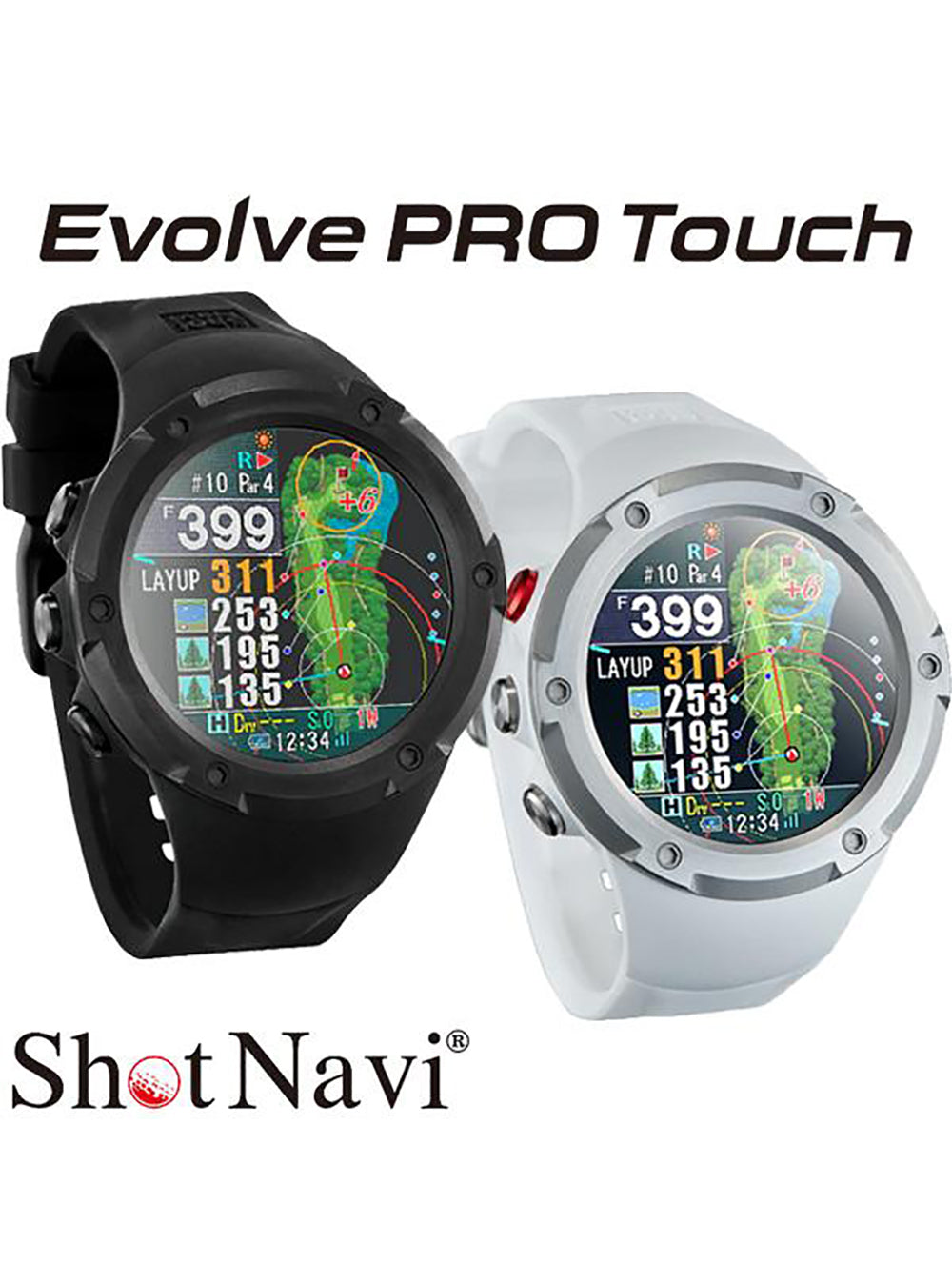 SHOT NAVI EVOLVE PRO Touchscreen GPS Golf Watch - Japanese-Made Smart Golf Tracker with Accurate Yardage & Swing Analysis | Perfect for Course Play & Practice Sessions