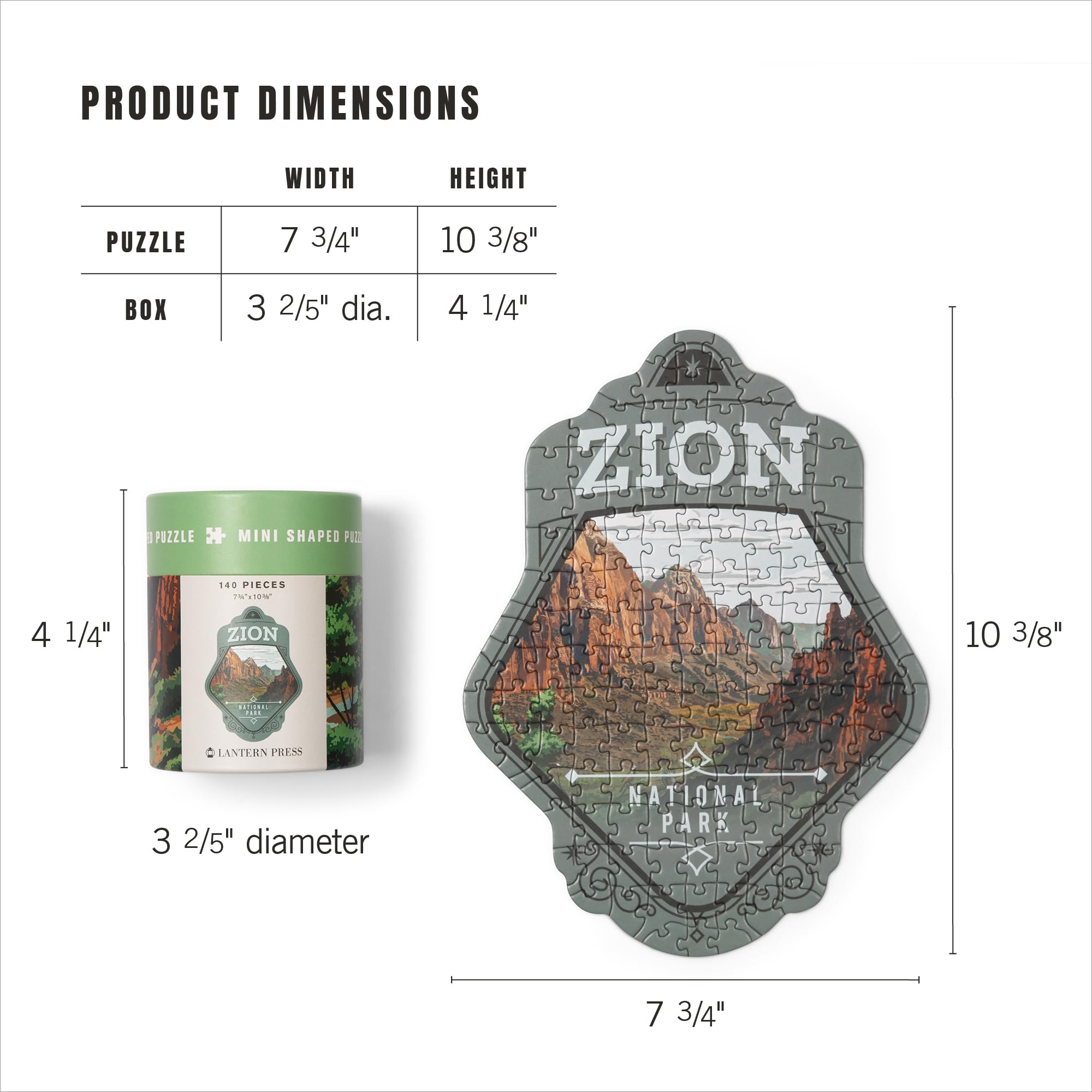 Lantern Press Mini Shaped Adult Jigsaw Puzzle - Zion National Park Conservation Theme | Perfect for Home Decor, Relaxation & National Park Enthusiasts