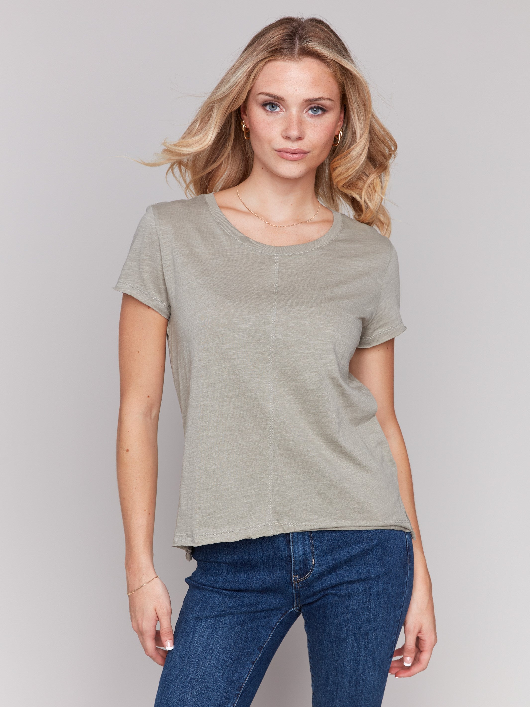 Organic Cotton Slub T-Shirt for Women - Soft Breathable Celadon Green Tee - Casual Wear, Loungewear & Everyday Outfits