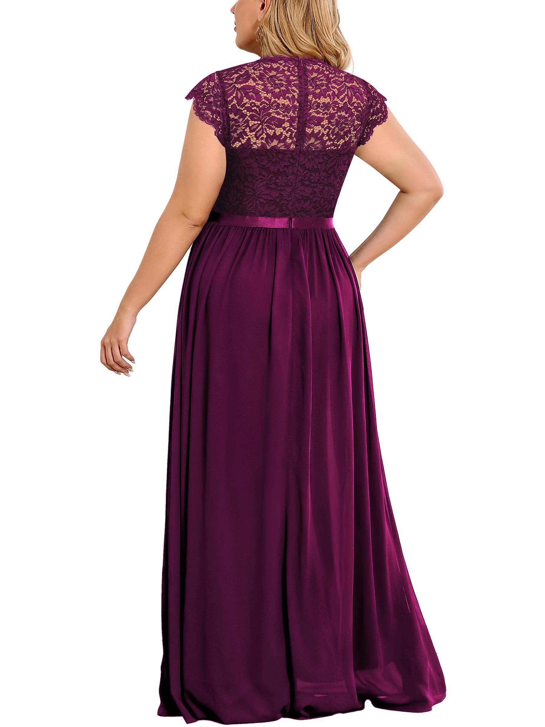 Elegant Floral Lace Plus Size Maxi Dress for Women - Formal Bridesmaid & Party Gown - Perfect for Weddings, Prom, Evening Events & Special Occasions