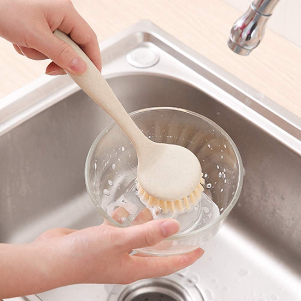 Durable PP Long Handle Dish Scrub Brush with Hanging Hole - Kitchen Cleaning Brush for Pots, Pans, Sink & Dishes - Multi-Purpose Dishwashing Brush for Easy Kitchen Cleaning