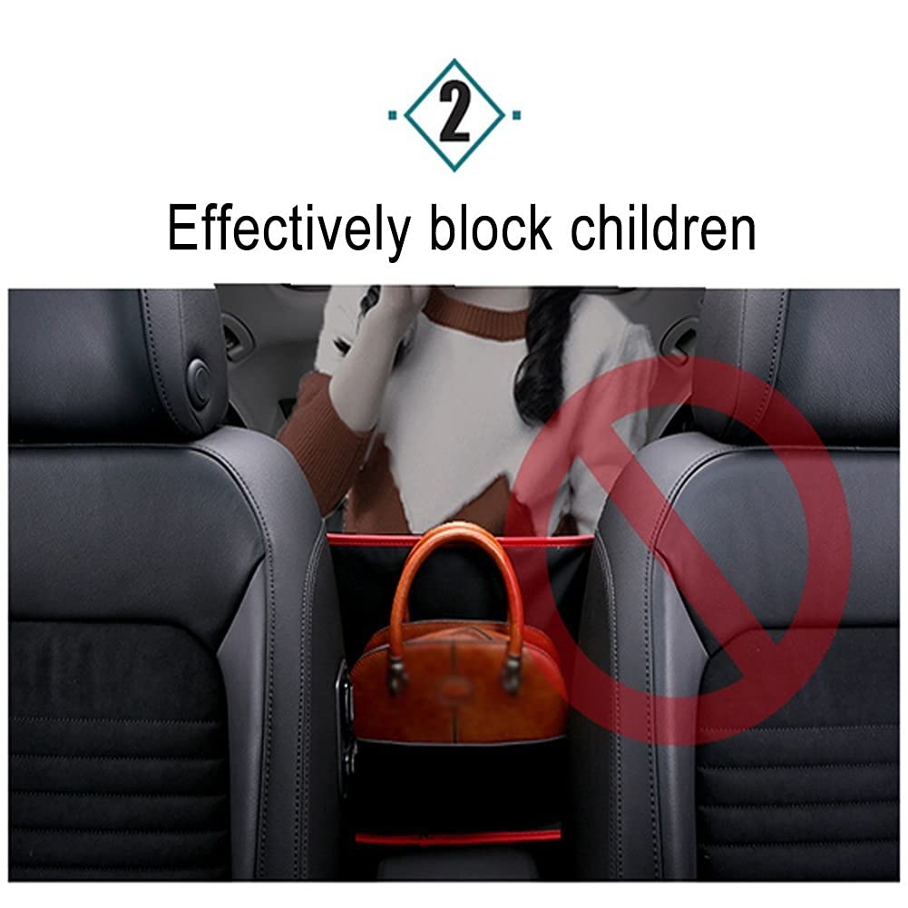 Premium PU Leather Multifunction Car Handbag Holder - Large Capacity Seat Back Organizer Bag with Storage Pockets for Purse, Phone & Accessories | Fits Between Car Seats (Black, Deluxe Size) - Perfect for Road Trips, Commuting & Family Travel Organization
