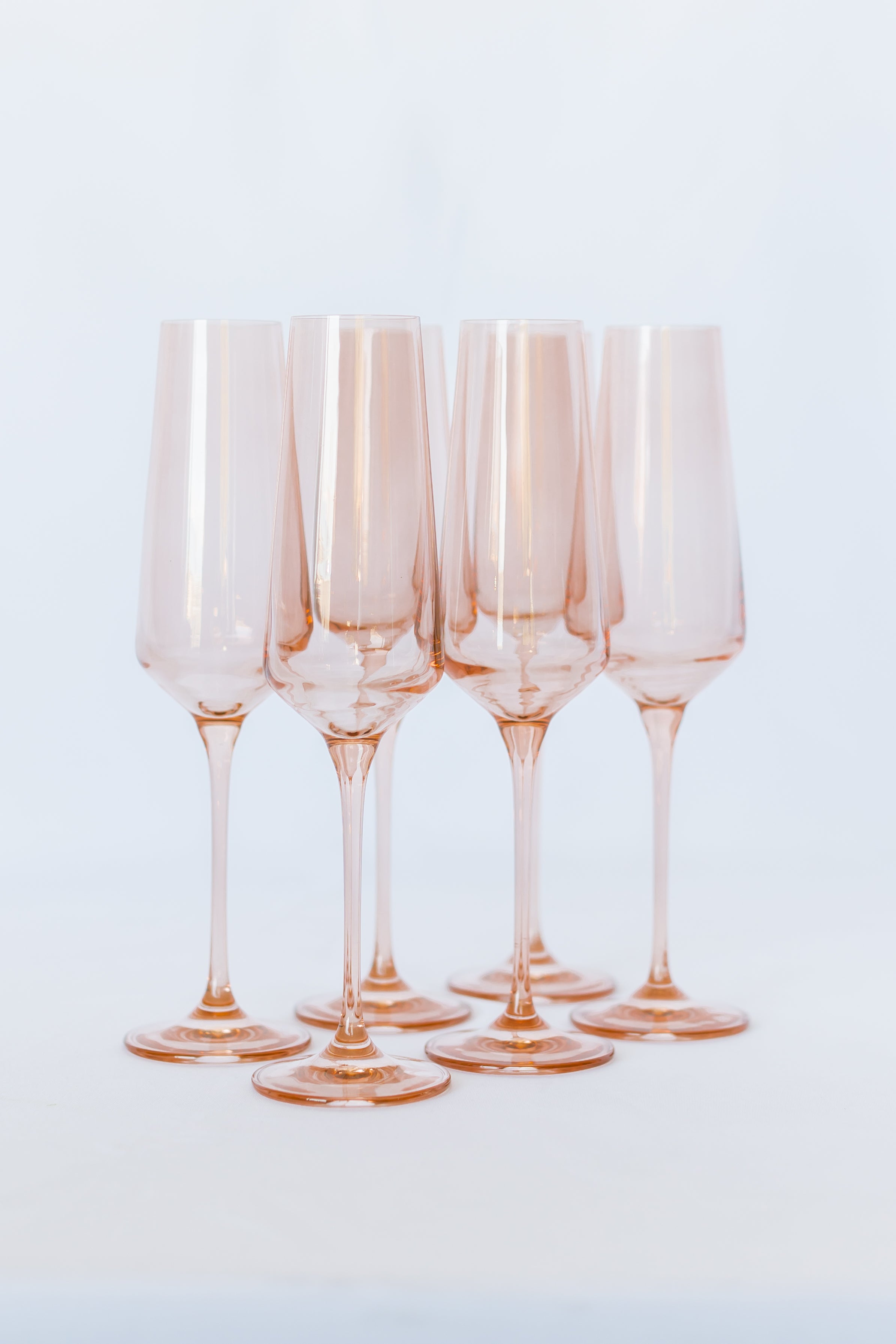 Elegant Estelle Colored Champagne Flute Set of 6 - Blush Pink Glassware for Weddings, Parties & Special Occasions