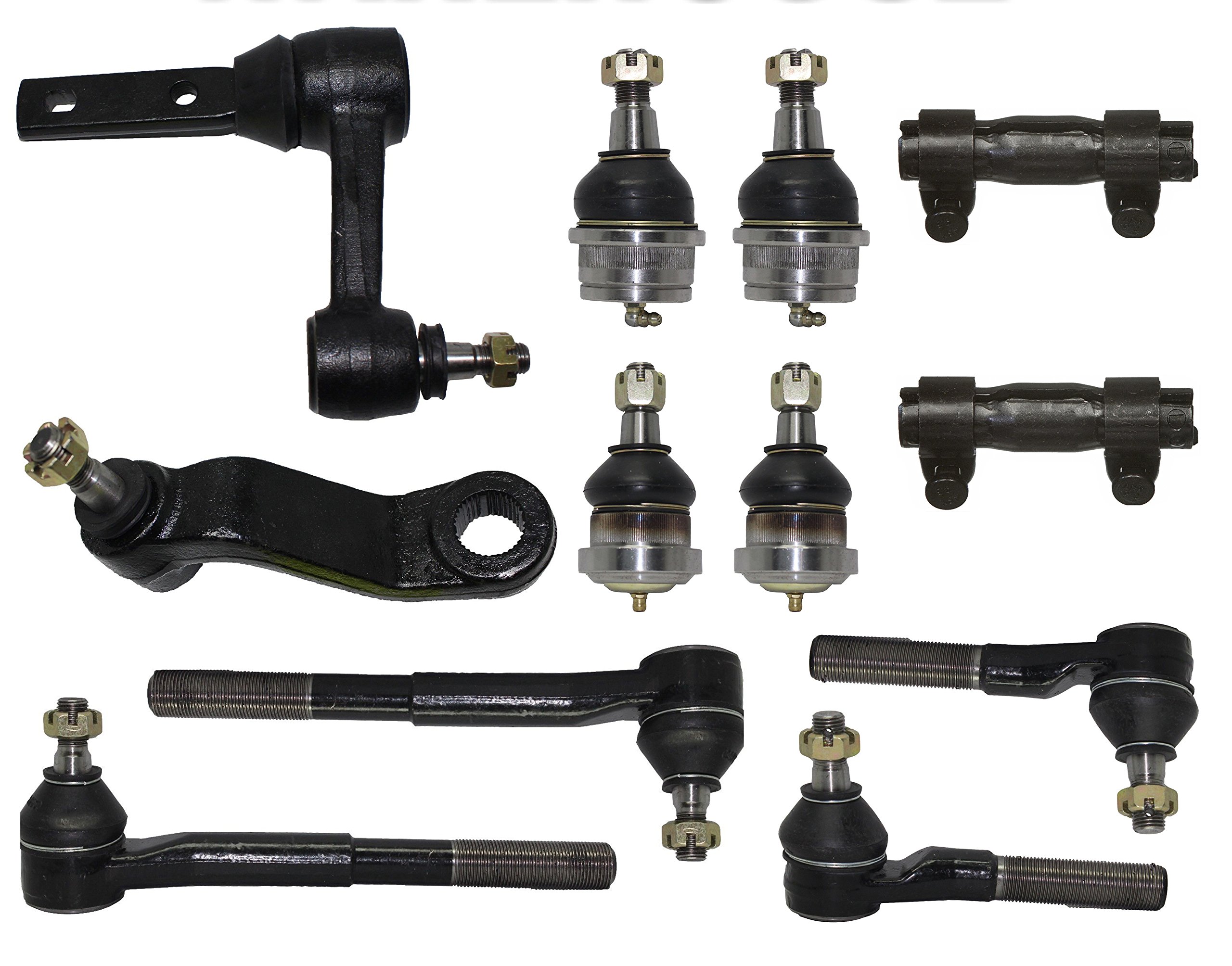 12-Piece Suspension Kit for Dodge Ram 1500 1994-1999 RWD Models - Pitman Arm, Idler Arm, Upper/Lower Ball Joints, Inner/Outer Tie Rod Ends & Adjustment Sleeves | Complete Front End Repair & Off-Road Upgrade Solution
