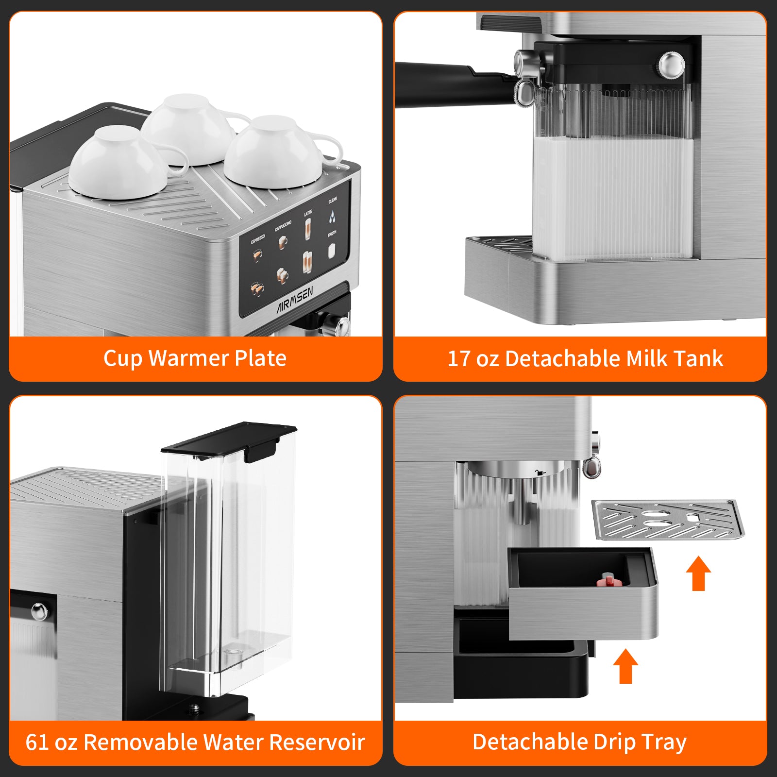 Premium Espresso Machine with 20 Bar Pressure & Color Touchscreen - Automatic Milk Frother for Cappuccino & Latte - Perfect for Home Baristas & Coffee Lovers