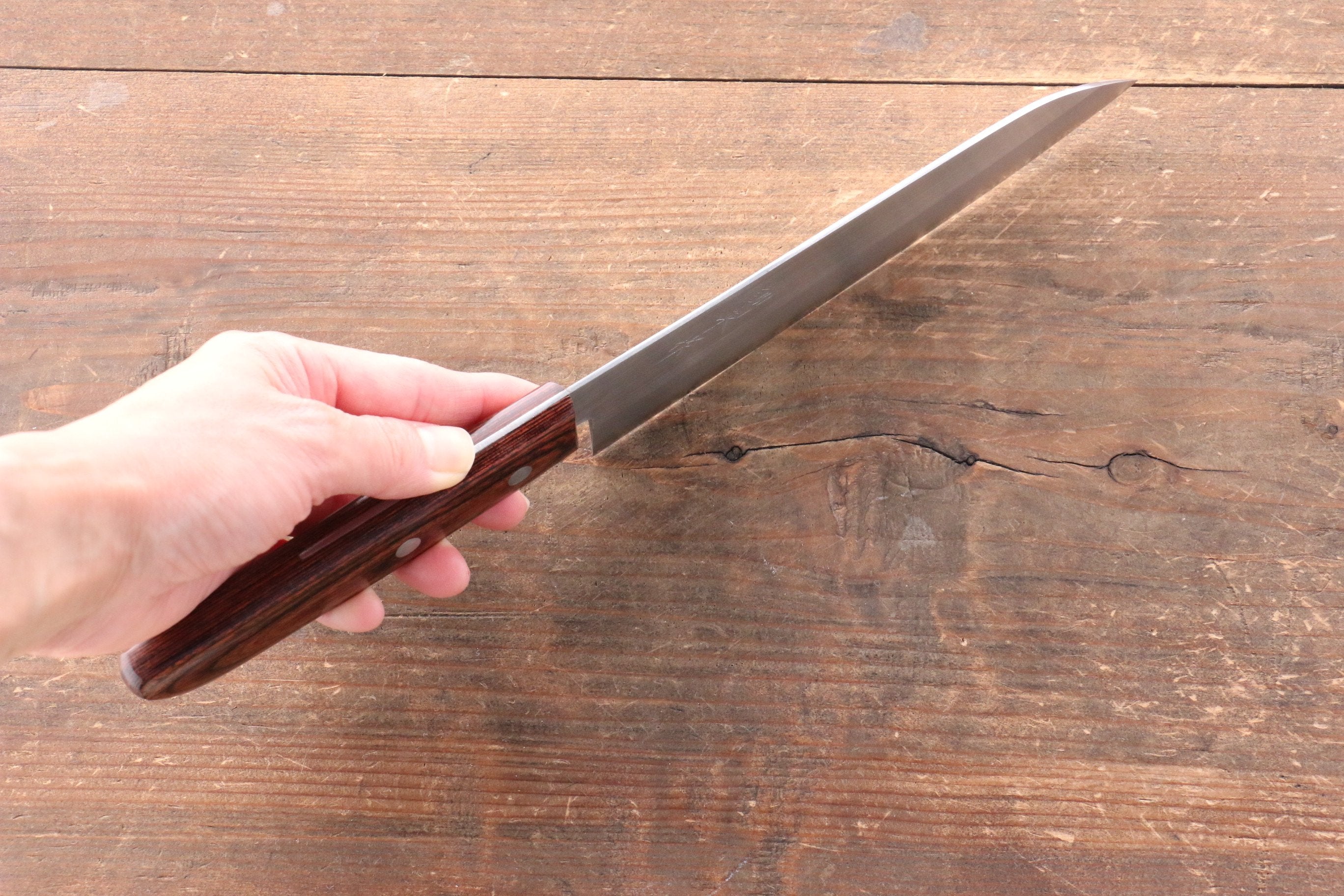 Premium Kunihira VG1 Santoku Knife 170mm - Japanese Migaki Finish with Mahogany Handle - Perfect for Slicing, Dicing & Chopping Vegetables, Meat & Fish