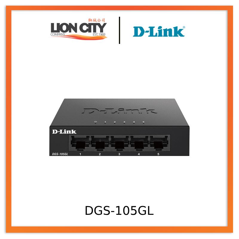 D-Link DGS-105GL 5-Port Gigabit Ethernet Switch - Unmanaged, Metal Housing, Plug & Play - Ideal for Home Office, Small Business & Gaming Setup