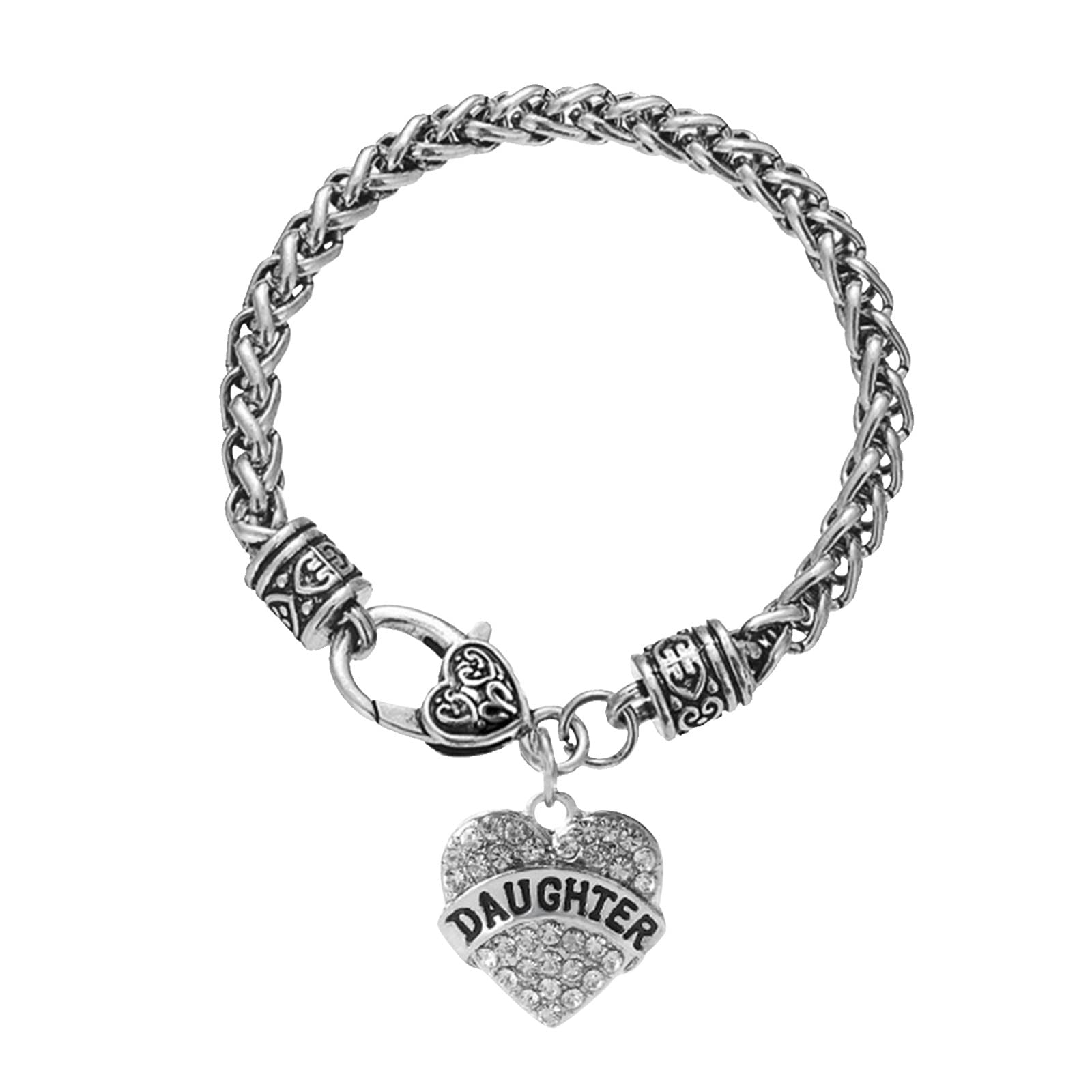 Stylish Women's Cuff Bangle Bracelet - Crystal Chain Charm Bracelet for Grandma, Mom, Daughter & Friends - Heart Love Family Rhinestone Gift - Bohemian Stackable Armband Jewelry (One Size) - Perfect for Birthdays, Mother's Day & Everyday Wear
