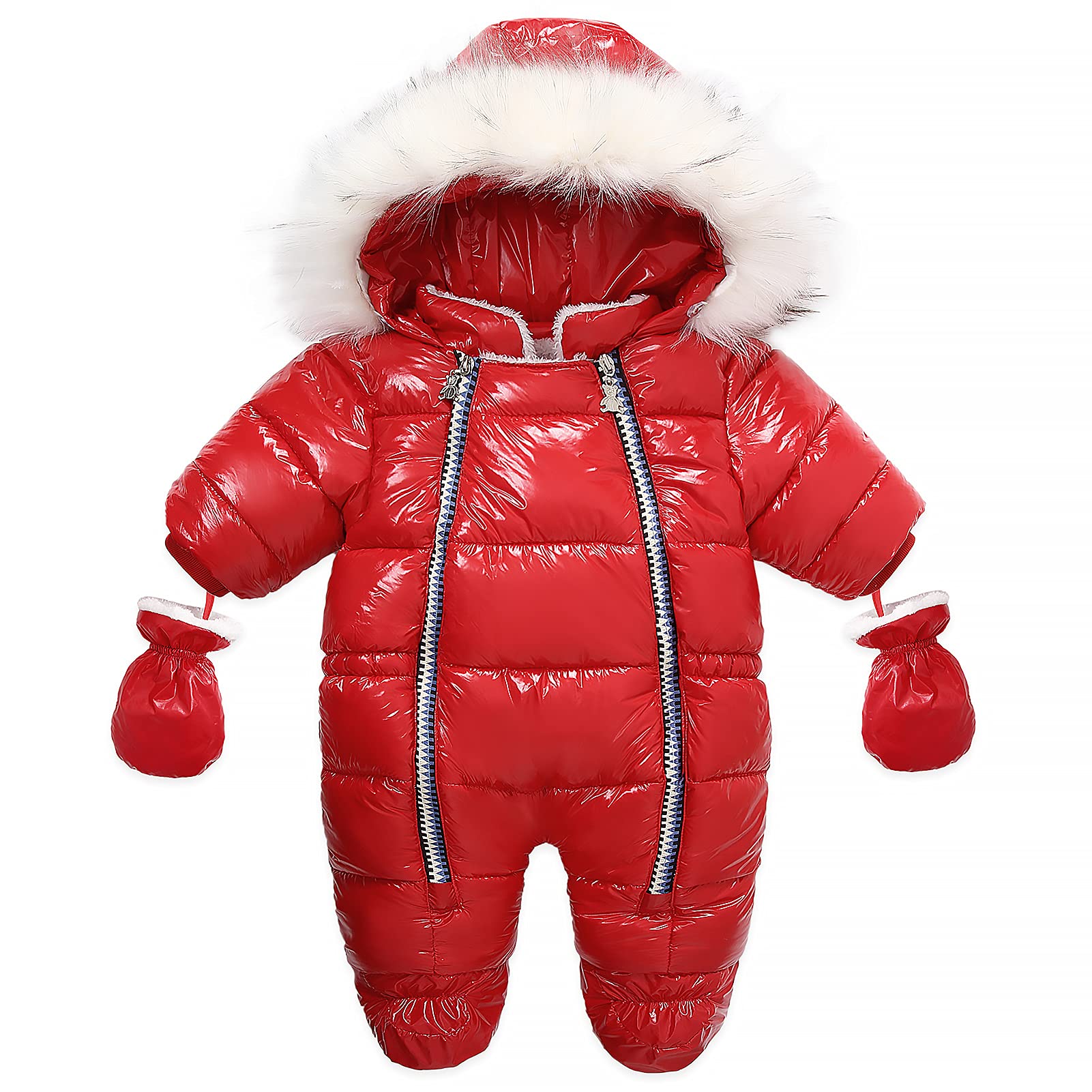 Happy Cherry Baby Winter Fleece Down Romper Jacket - Warm Thick Padded Snowsuit for Infants & Toddlers - Perfect for Cold Weather, Outdoor Play & Winter Adventures