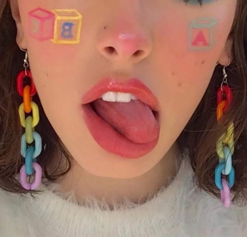 KaFu Lightweight Rainbow Resin Acrylic Chain Earrings - Fashionable Transparent Color Dangle Earrings for Women & Girls | Perfect for Parties, Date Nights & Everyday Wear