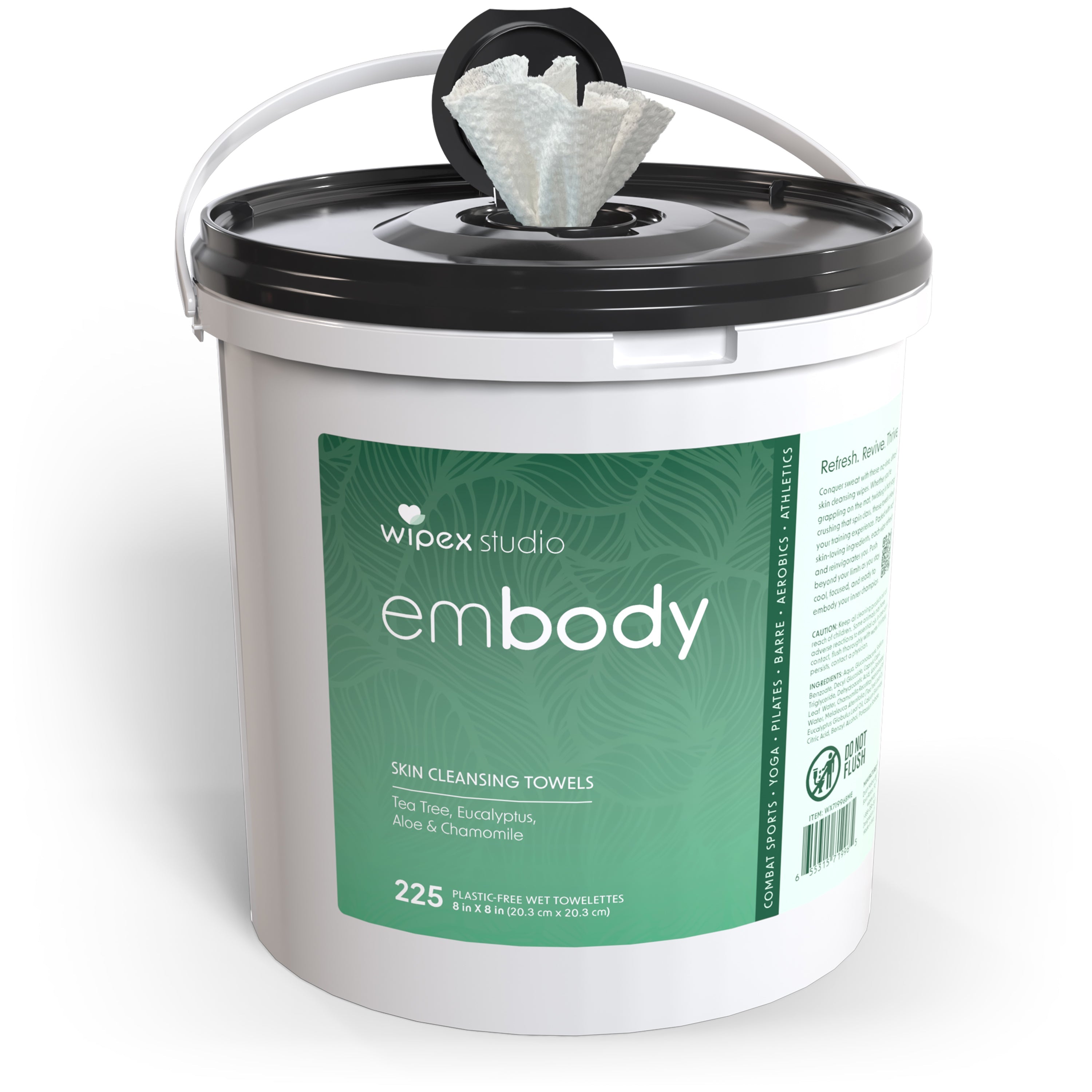 Embody® 225ct Eco-Friendly Biodegradable Body Wipes Refill Bucket - Hypoallergenic & Unscented for Spas, Gyms & Wellness Studios | Perfect for Post-Workout, Massage & Skincare Routines