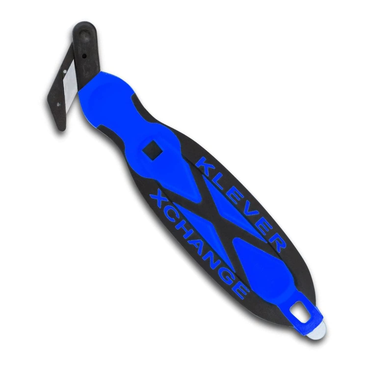 Klever XChange Box Cutter - 10 Pack Heavy Duty Utility Knife with Wide Cut Head & Ergonomic Soft Grip Handle - Ideal for Cutting Boxes, Packages, Film, Tape & Thick Materials (Blue, KCJ-XC-30B) - Perfect for Warehouse, Shipping, Retail & Home Use