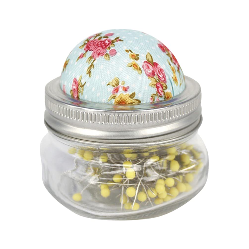 ULTNICE 1 Set Sewing Pins with Needle Pin Cushions & Glass Bottle - Ball Head Straight Quilting Pins for Needlework, Sewing, Embroidery & Craft - Perfect for DIY Projects, Fabric Arts & Home Decor
