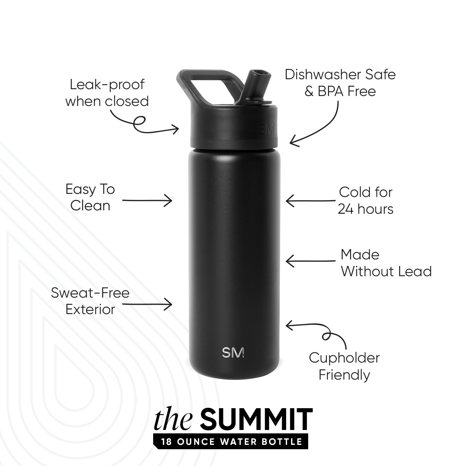 Summit Insulated Stainless Steel Water Bottle with Straw Lid - Leakproof, BPA-Free, 24oz - Perfect for Hiking, Gym & Outdoor Activities