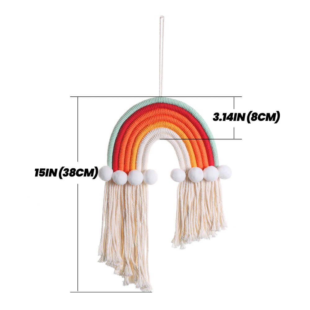 Handmade Macrame Rainbow Wall Hanging - Boho Home Decor for Nursery, Bedroom & Living Room - Unique Rainbow Wall Art for Boho Chic & Hippie Style Rooms