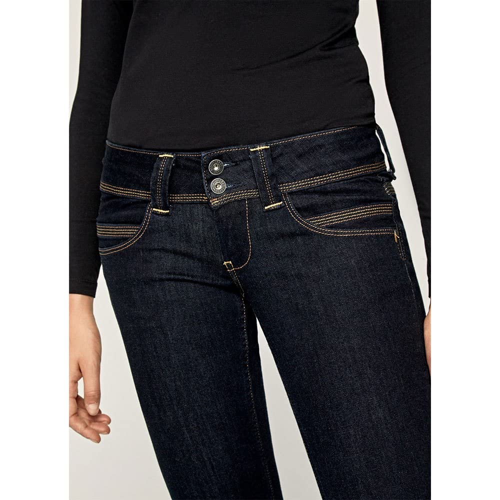 Pepe Jeans Venus Women's Straight Blue Jeans - Size EU 42/44 (US 33/34) - Comfortable Stretch Denim Pants for Casual Wear & Everyday Outfits