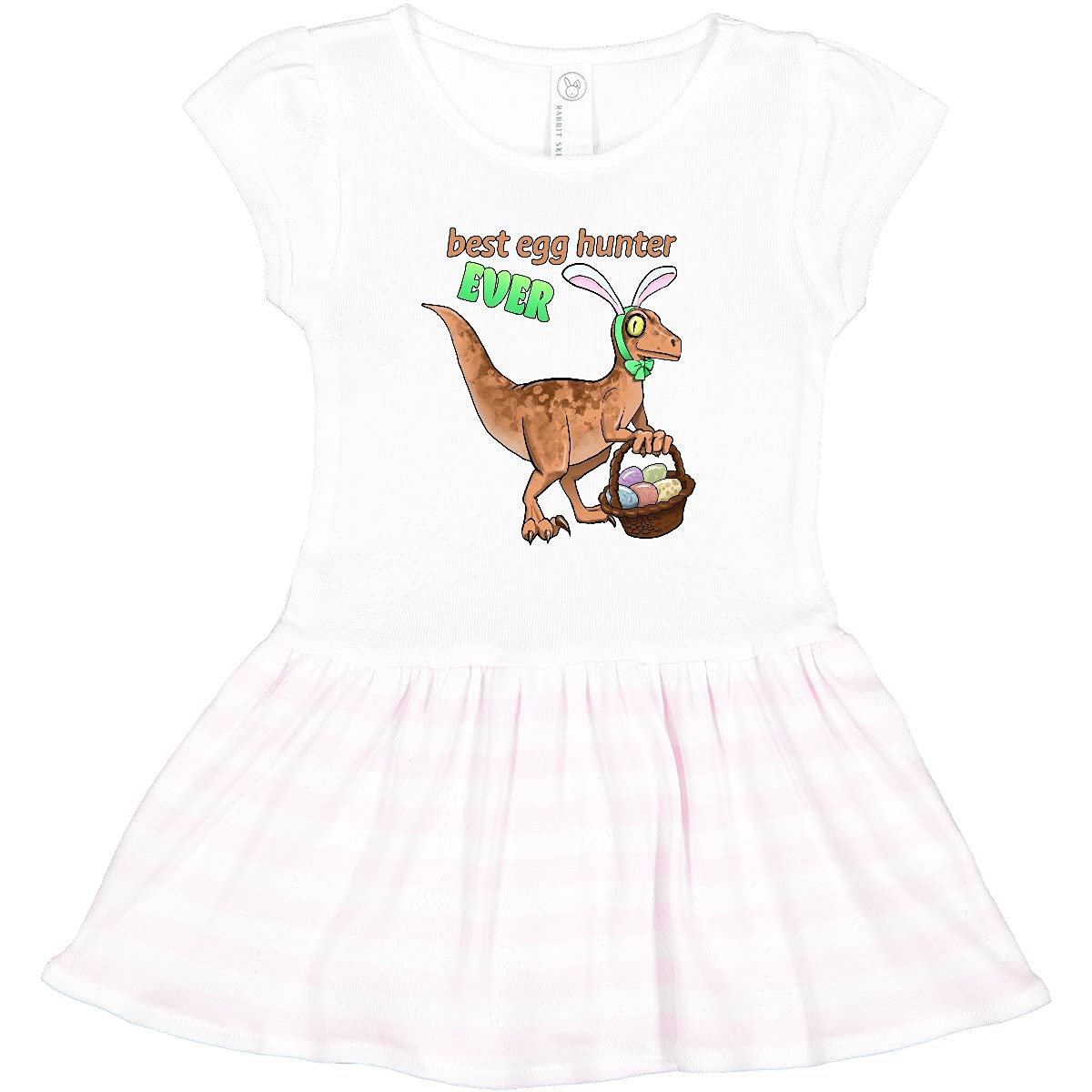 Inktastic Best Egg Hunter Ever Easter Dinosaur Toddler Dress - Cute Dino Print Kids Outfit for Easter Egg Hunt, Spring Party & Holiday Photos