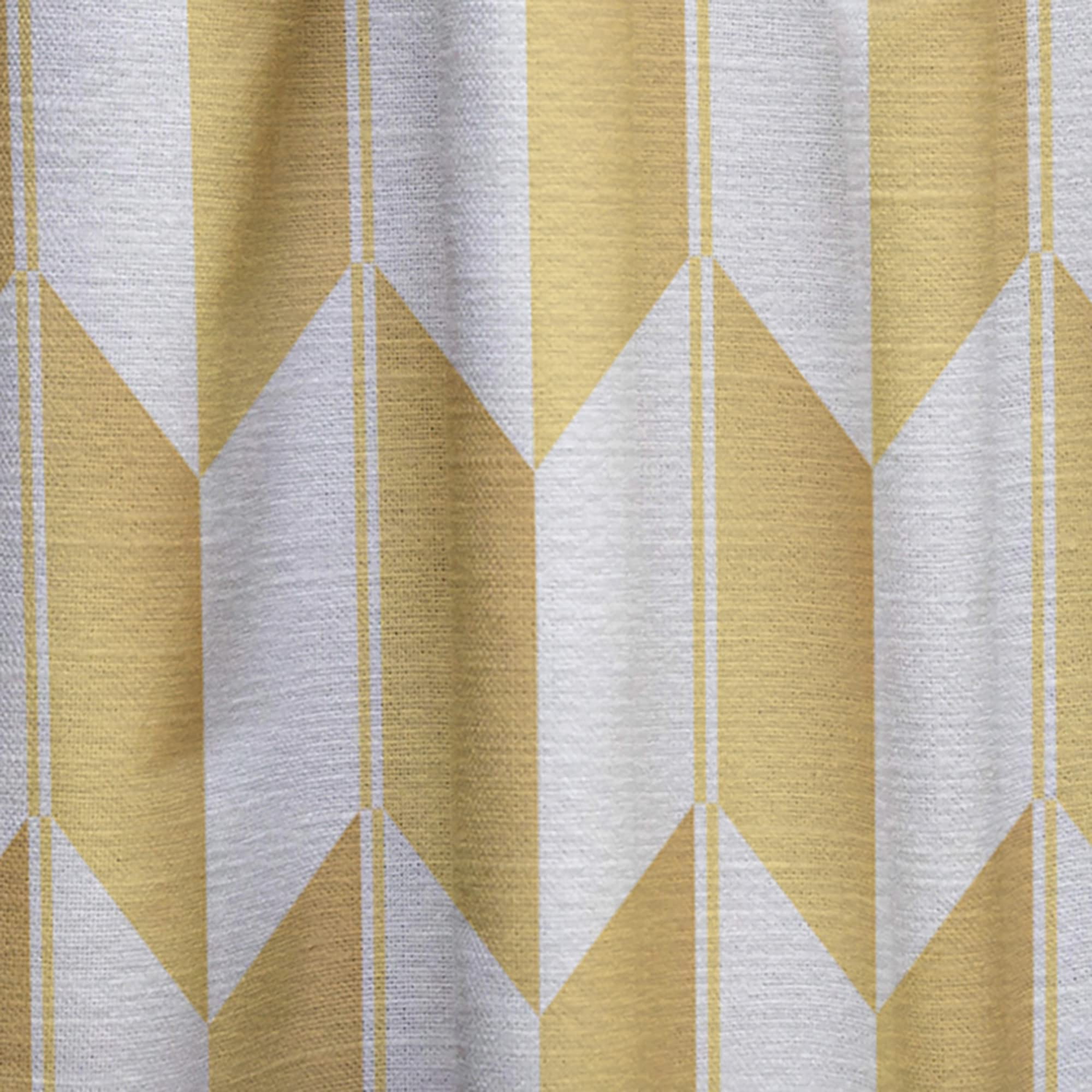DesignQ Gold & White Geometric Pattern Thermal Insulated Curtains - 52x120 Inch Single Panel for Bedroom & Living Room - Energy Saving, Blackout Drapes for Home Decor & Privacy