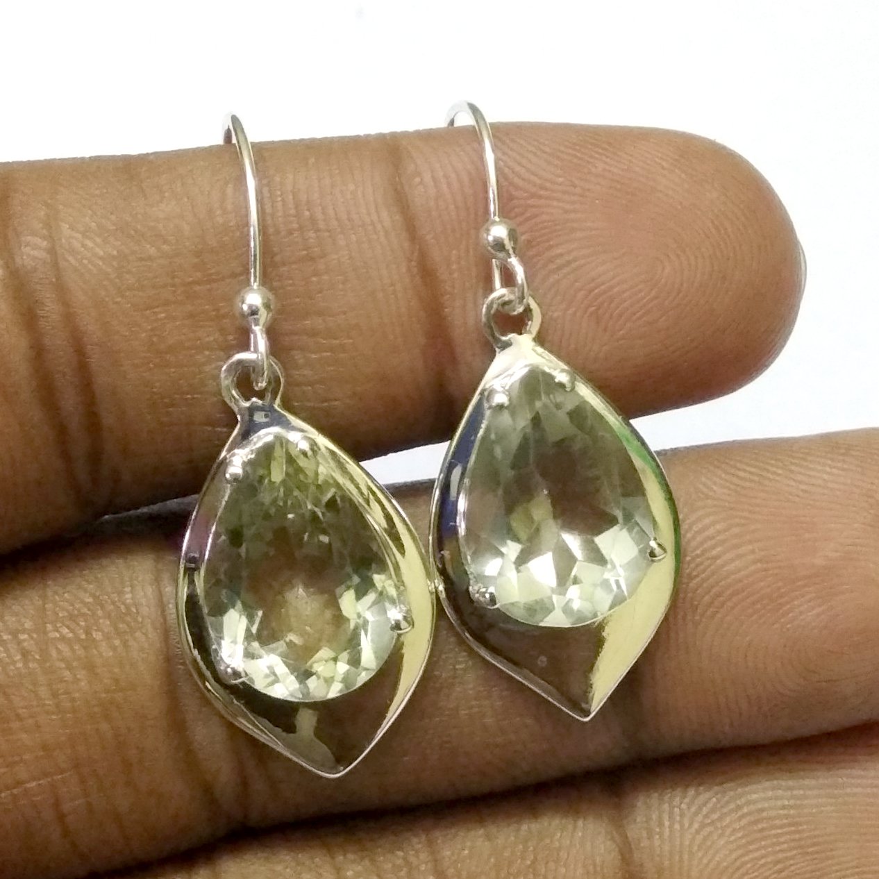 925 Sterling Silver Green Amethyst Drop Earrings for Women - Handmade Dangle Ear Jewelry | Perfect for Weddings, Parties & Special Occasions