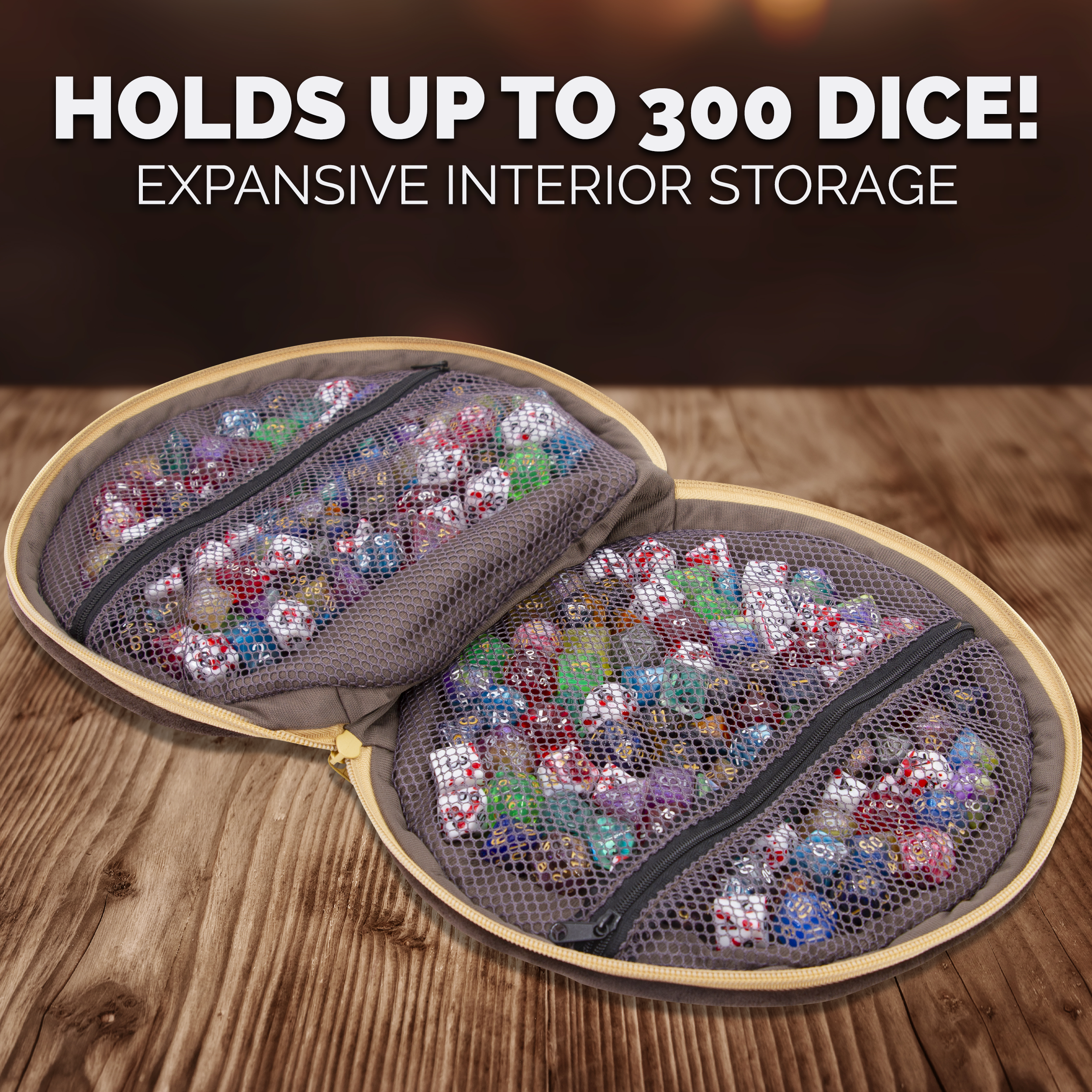 CASEMATIX Wearable Dice Case for RPG & Tabletop Games - Holds Up to 300 Dice with 7 Included Dice Sets - Soft Zippered Storage Pouch for D&D, MTG, Travel & Gaming Conventions