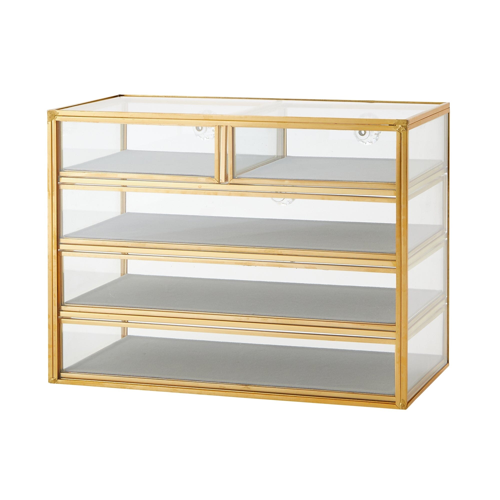4-Section Glass Drawer Organizer for Jewelry, Makeup & Office Supplies - Perfect for Vanity, Bathroom & Closet Storage