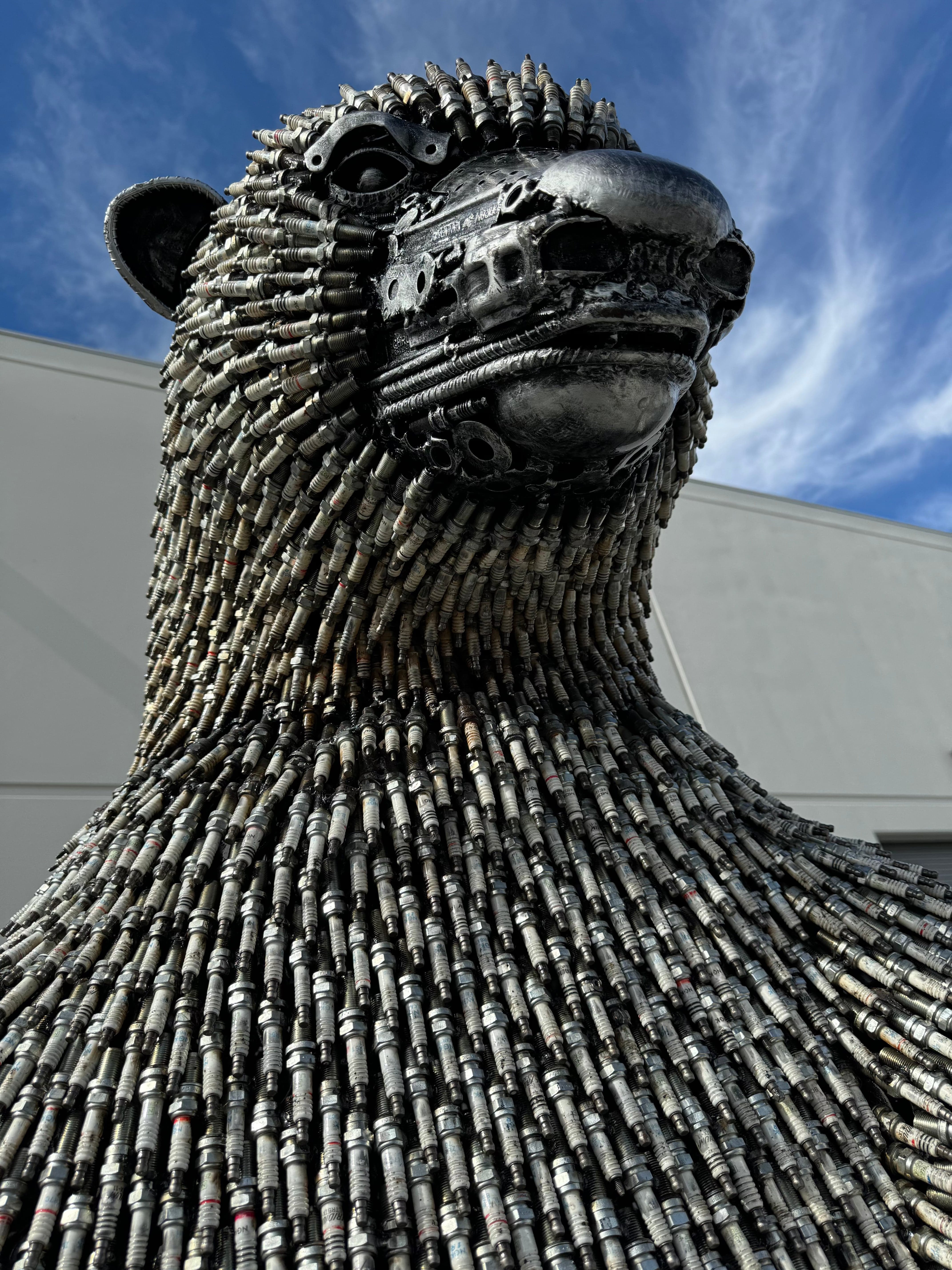 106 Spark Plug Polar Bear Recycled Metal Sculpture - 20,000+ Pieces - Unique Eco-Friendly Art for Home & Office Decor