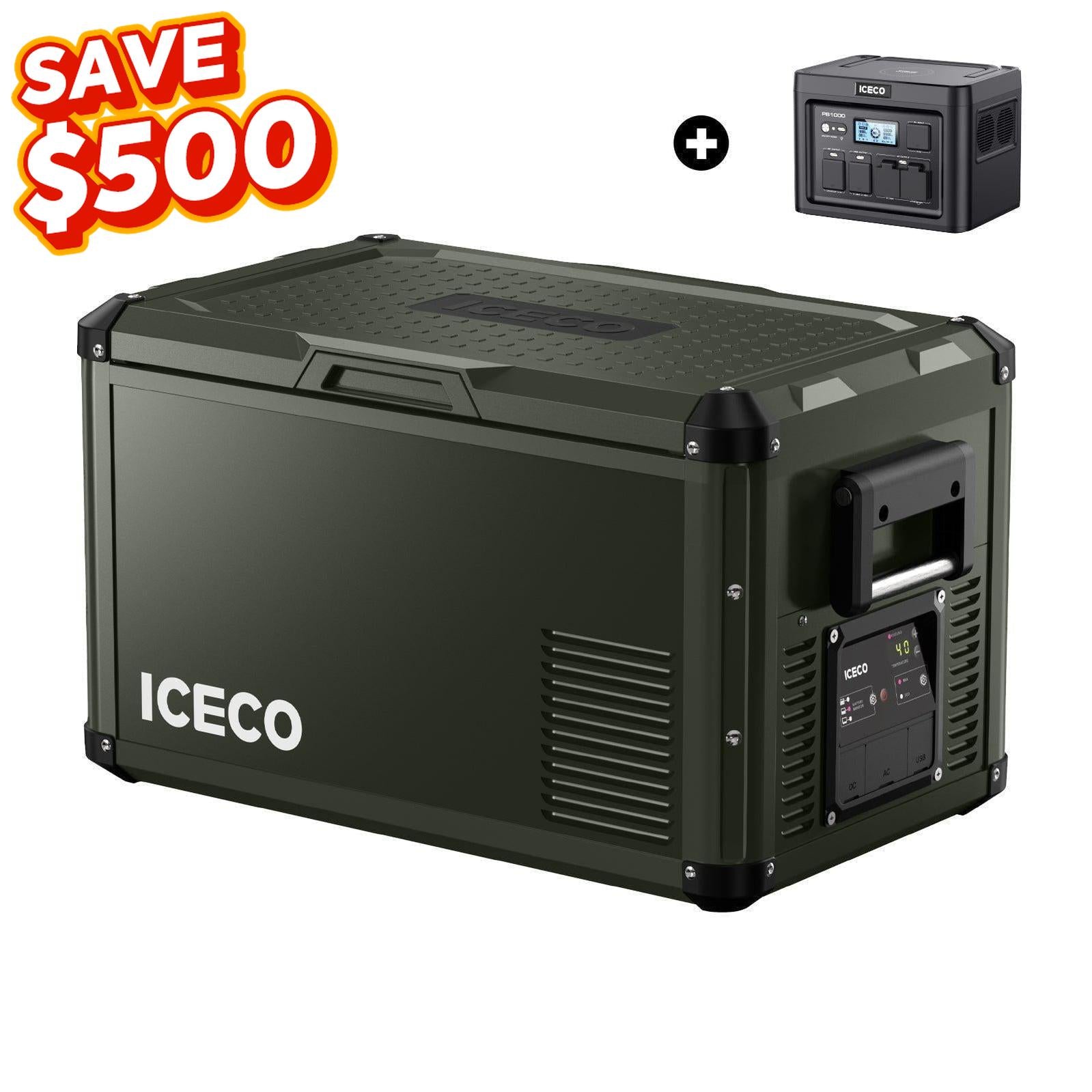ICECO 37QT VL35ProS Portable Single Zone Fridge with PB1000 Power Station - Perfect for Camping, Road Trips & Outdoor Adventures
