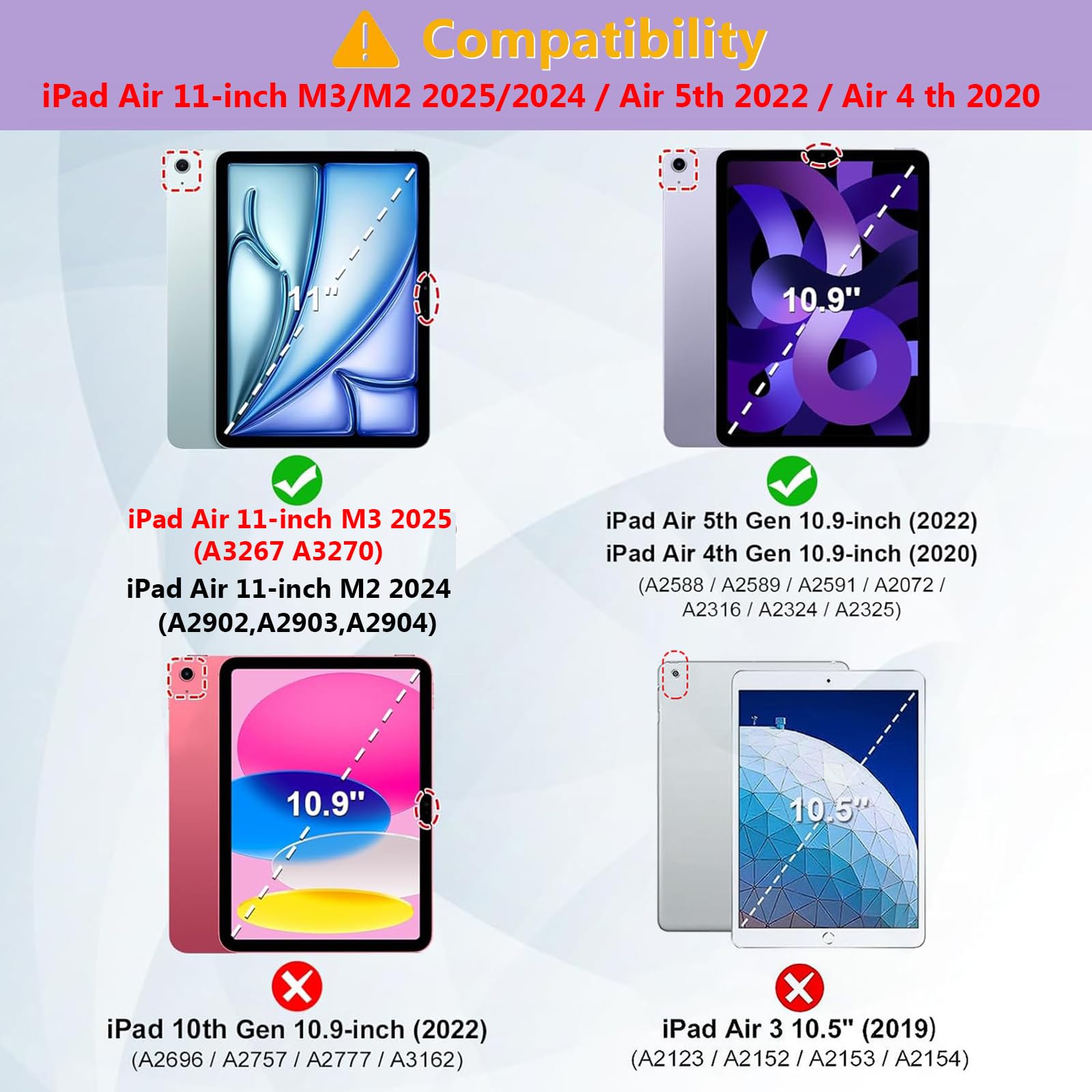FUWANG iPad Air 11-inch Keyboard Case (2024/2025 M3/M2 & 5th/4th Gen 10.9
