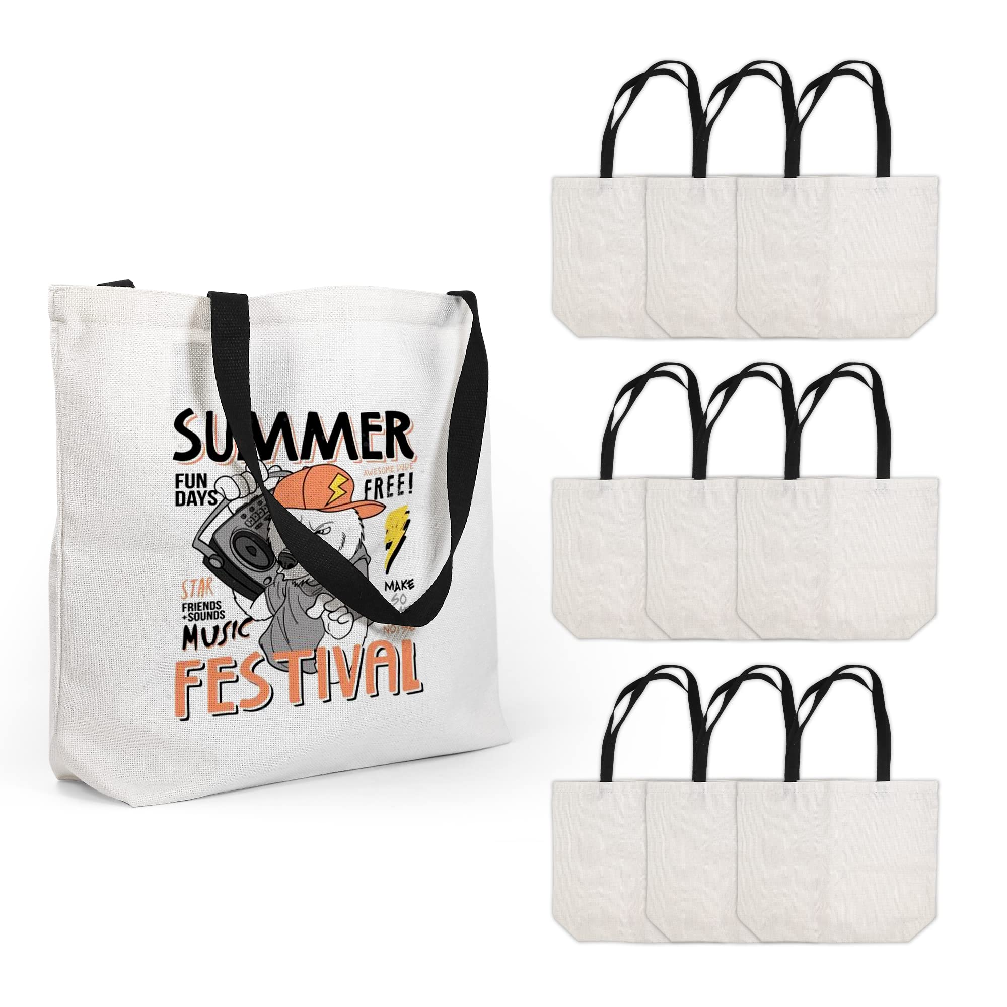 Premium Sublimation Tote Bags Bulk - 100% Polyester DIY Blank Tote Bags for Heat Transfer Printing, Large Capacity Reusable Grocery Shopping Bags - Perfect for Crafts, Farmers Market & Eco-Friendly Shopping
