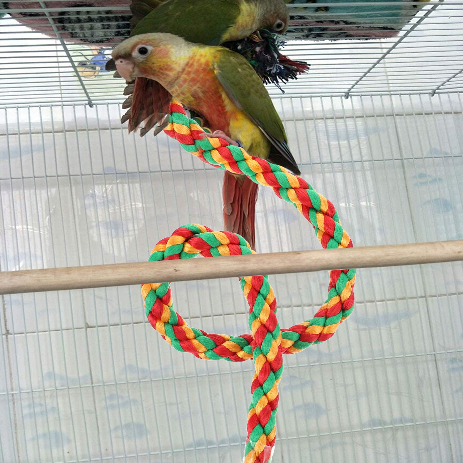 iplusmile Natural Cotton Parrot Chewing Toy - 2pcs Bird Rope Perch & Swing for Cage (30cm + 55cm) - Safe Teething Toys for Parrots, Cockatiels, Lovebirds - Perfect for Climbing, Chewing & Playtime Activities