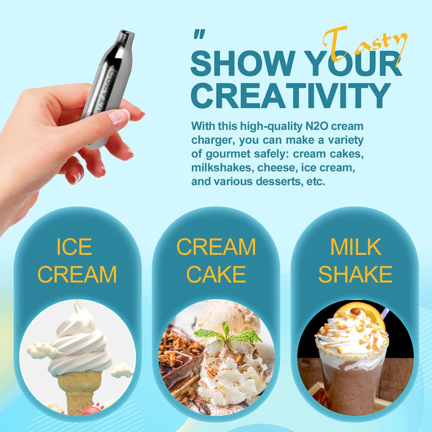 Premium GreatWhip N2O Cream Chargers 300 Count (8.2g) - Food Grade Nitrous Oxide Cartridges for Whipped Cream Dispensers - Perfect for Baking, Desserts & Coffee Shops
