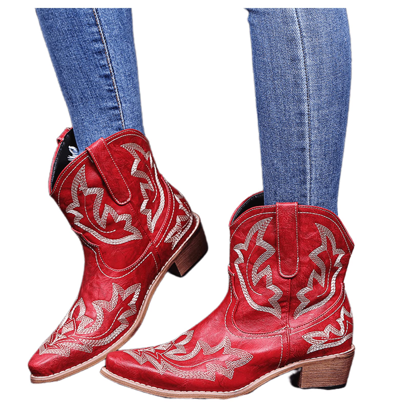 Lausiuoe Women's Ankle Boots - Chunky Heel Western Booties with Pointed Toe & Side Zipper, Wide Width Available | Perfect for Office, Parties & Casual Outfits